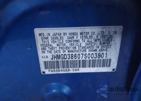 2007 Honda Fit Sport from USA, damaged, VIN JHMGD38607S003801